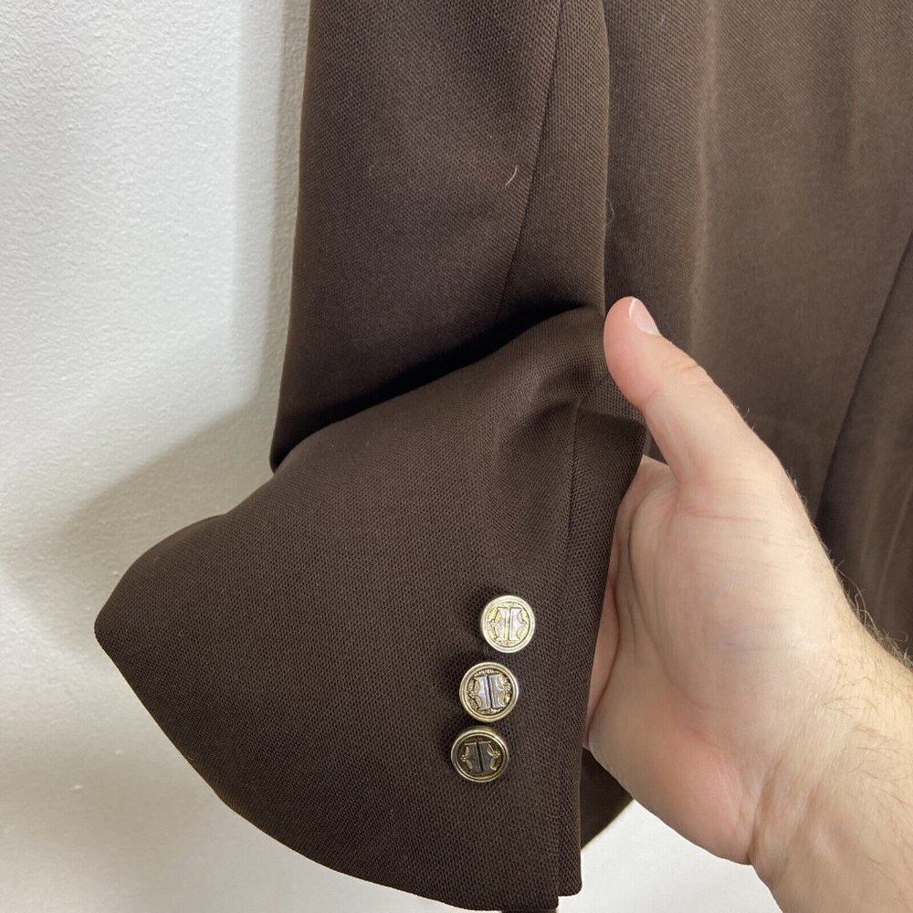 Vintage Sears 70s Disco Polyester Men 40 Brown Blazer Sports Coat Hipster - Picture 6 of 11